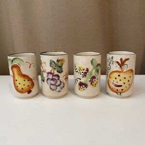 Vintage Hand Painted Fruit Juice Cocktail Cups Set of 4‎ Ceramic 3.5"